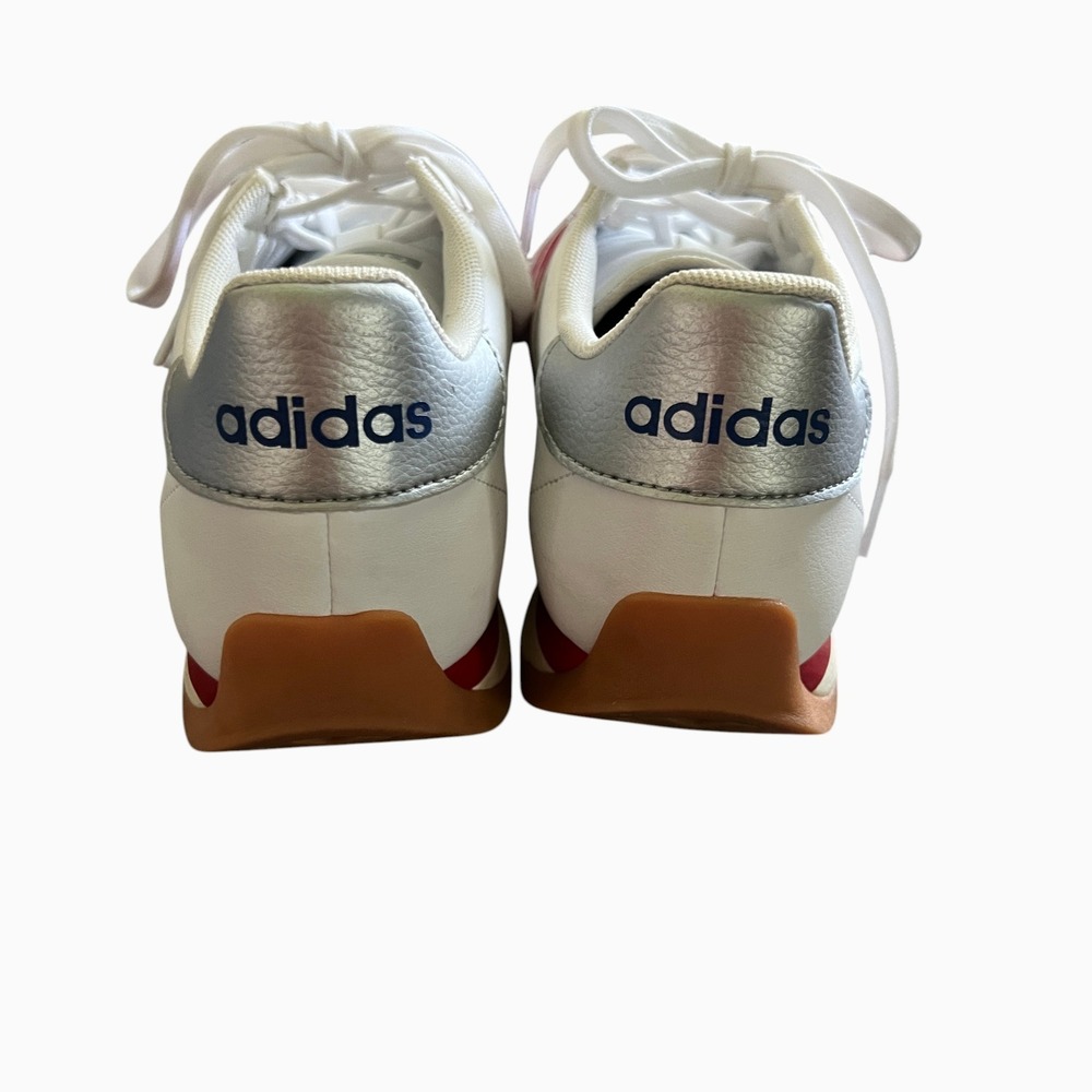 adidas Runvista Womens 8.5 White Red Gum Sneakers Cloudfoam Comfort KI6037 - Picture 2 of 7